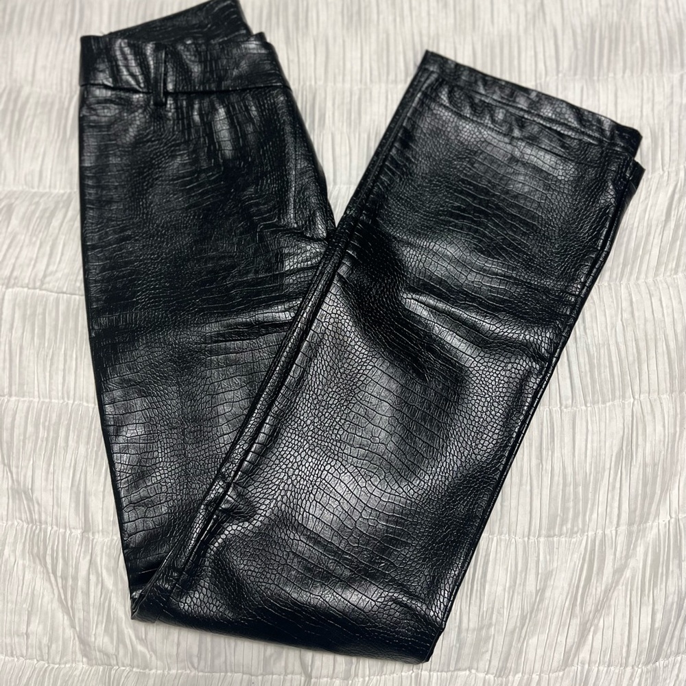 Faux crocodile leather pants
